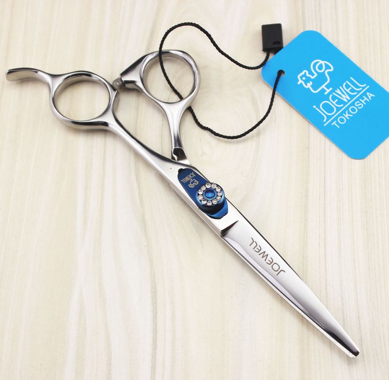 JOEWELL 6.0 inch hair cutting scissors kit straight handle 6CR stainless steel professional barber tool with comb and leather case S2563