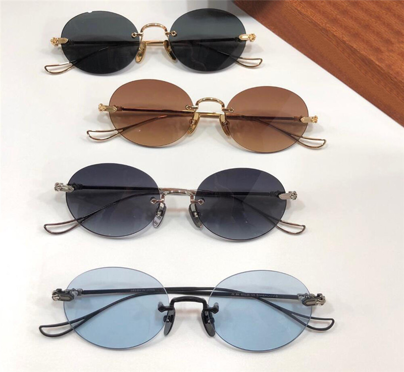 Vintage fashion design sunglasses SINNERGASM-B small round rimless frame retro simple style high-end uv400 protective glasses