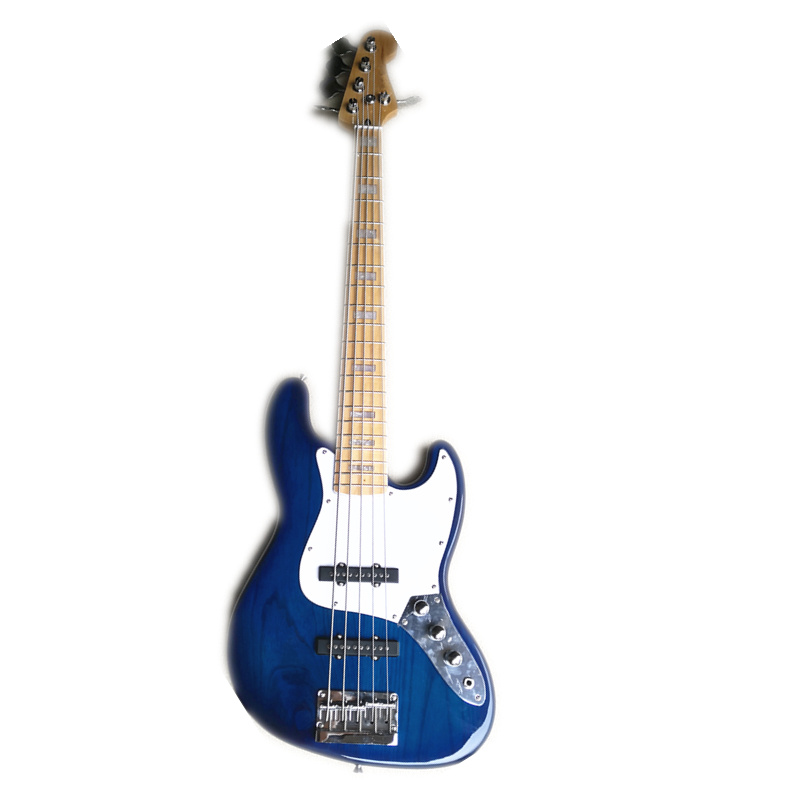 Classic 5 String Electric Bass Guitar, JB Bass, Ash Blue Body, Maple Fingerboard Pearl Inlay, Chrome Bridge
Classic 5 String Electric Bass Guitar, JB Bass, Ash Blue Body, Maple Fingerboard Pearl Inlay, Chrome Bridge