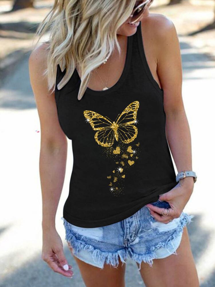 Women' Tanks & Camis Golden Butterfly Print Funny Women Tank Tops Fashion Sleeveless Loose Vest 90' Femme Summer Tee Shirt Woman Cloth, Dark grey
Women' Tanks & Camis Golden Butterfly Print Funny Women Tank Tops Fashion Sleeveless Loose Vest 90' Femme Summer Tee Shirt Woman Cloth, Dark grey