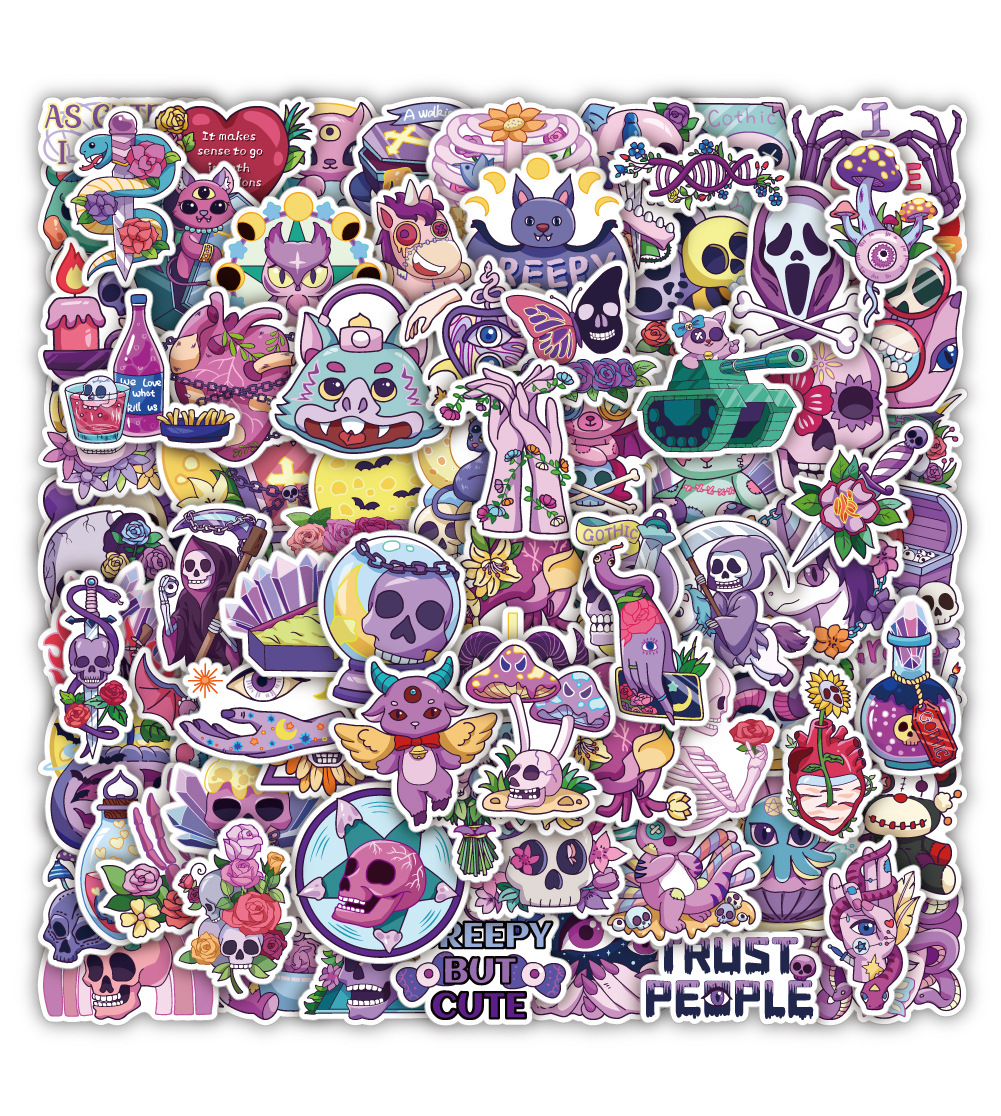 50PCS Cute Gothic Artistic Horror Halloween Stickers Cartoon Decal Laptop Phone Luggage Funny Cool Sticker for Kid Toy