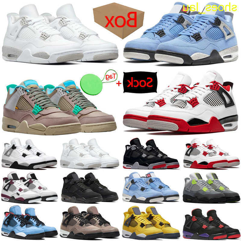 Shoes Box&Sock&Tag 4 4s mens basketball Lightning Shimmer University Blue White Oreo Cactus Jack Taupe Haze men trainers sports sneakers, #27 encore
Shoes Box&Sock&Tag 4 4s mens basketball Lightning Shimmer University Blue White Oreo Cactus Jack Taupe Haze men trainers sports sneakers, #27 encore