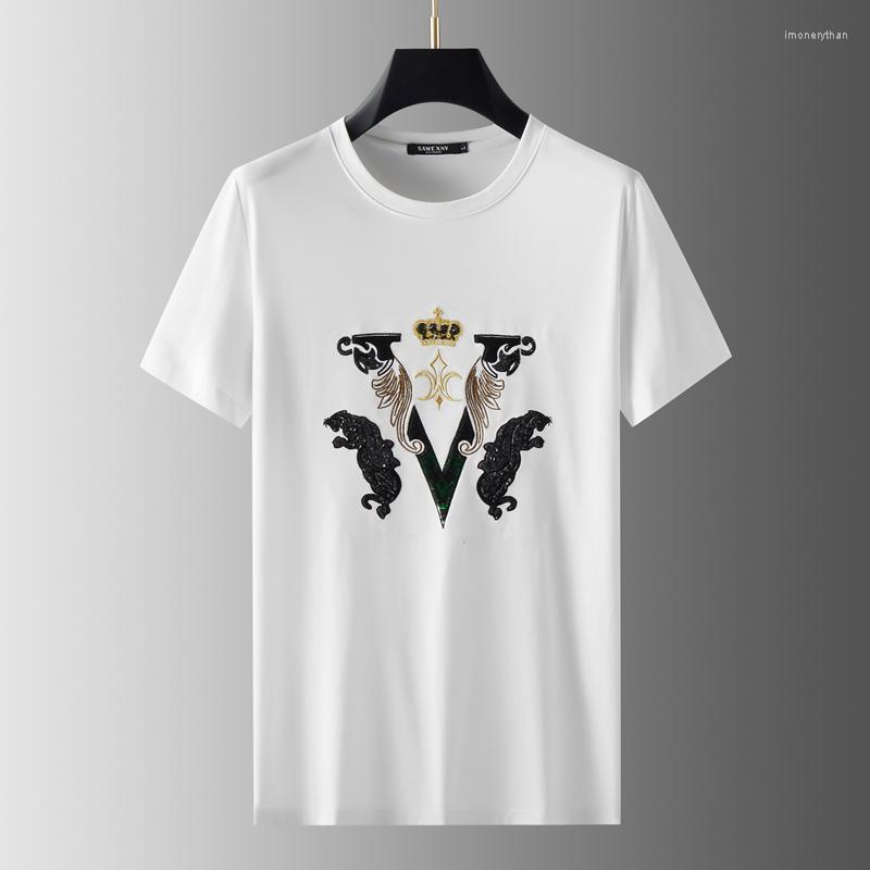 Men's T-Shirts European High-end Fashion Crown Letter Sequin T-shirt Men's Short Sleeve 2022 Summer Handsome Mercerized Cotton Luxury To
Men's T-Shirts European High-end Fashion Crown Letter Sequin T-shirt Men's Short Sleeve 2022 Summer Handsome Mercerized Cotton Luxury To