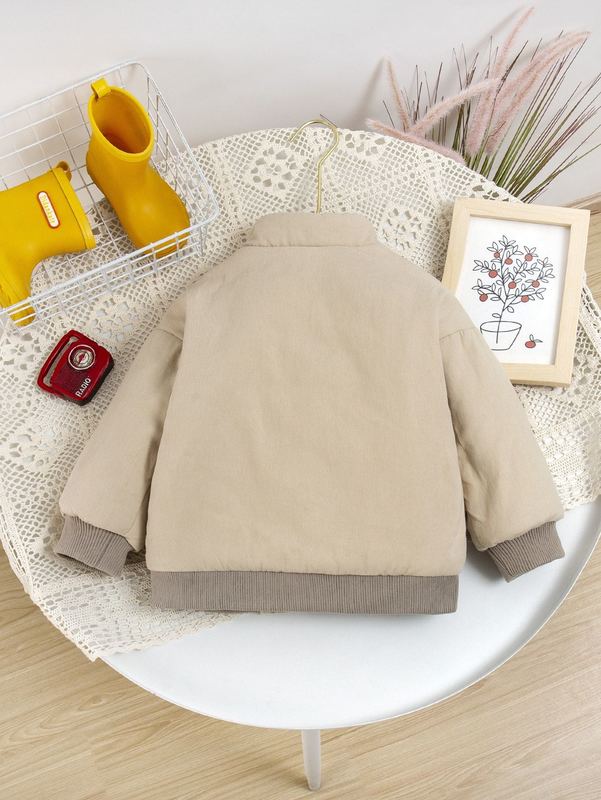 Toddler Boys Rib Knit Trim Winter Coat SHE