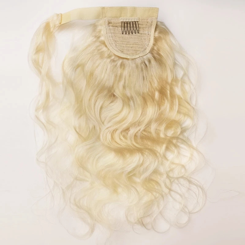 613 Blonde Wraped Ponytail Body Wave Human Extensions blond hair piece drawstring Clip in Brazilian 100% virgin Hair Remy Hairpieces