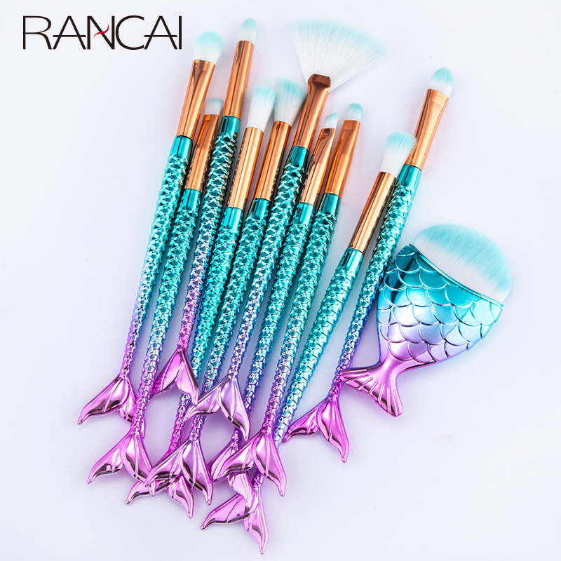 RANCAI 10 11pcs Makeup Brushes Kit maquiagem maquillaje Mermaid Foundation Eyebrow Eyeliner Cosmetic makeup 220722 
RANCAI 10 11pcs Makeup Brushes Kit maquiagem maquillaje Mermaid Foundation Eyebrow Eyeliner Cosmetic makeup 220722