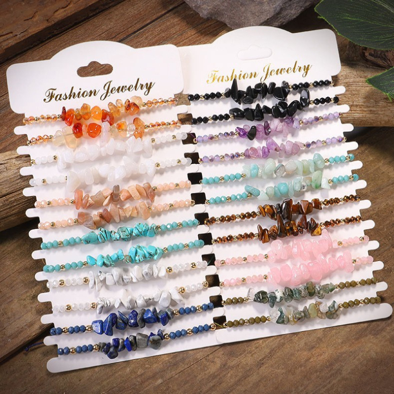 Handmade Colorful Natural Stone Agate Beads Strands Bracelet Amethyst Tiger Eye Jewelry for Lovers Gift