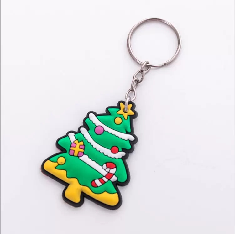 Cartoon Santa Claus Key Rings Couple Key Pendant for Christmas Gifts PVC Rubber Keychain Promotion Gift Wholesale Factory Price