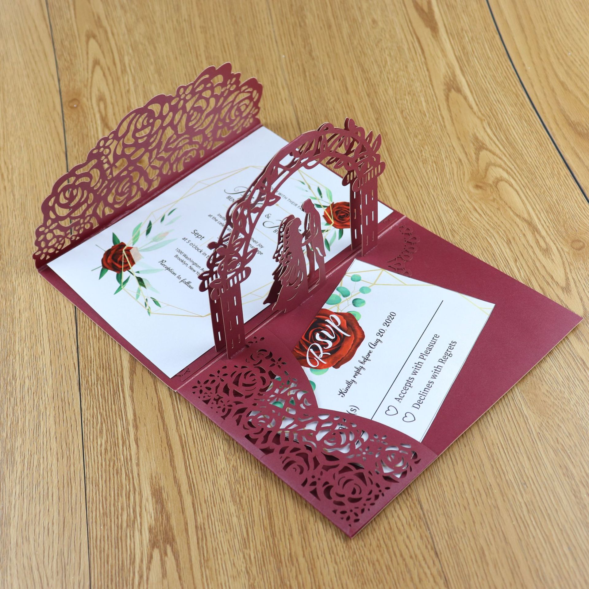 wedding invitations three fold laser hollowed out threedimensional creative wedding highgrade letter greeting card