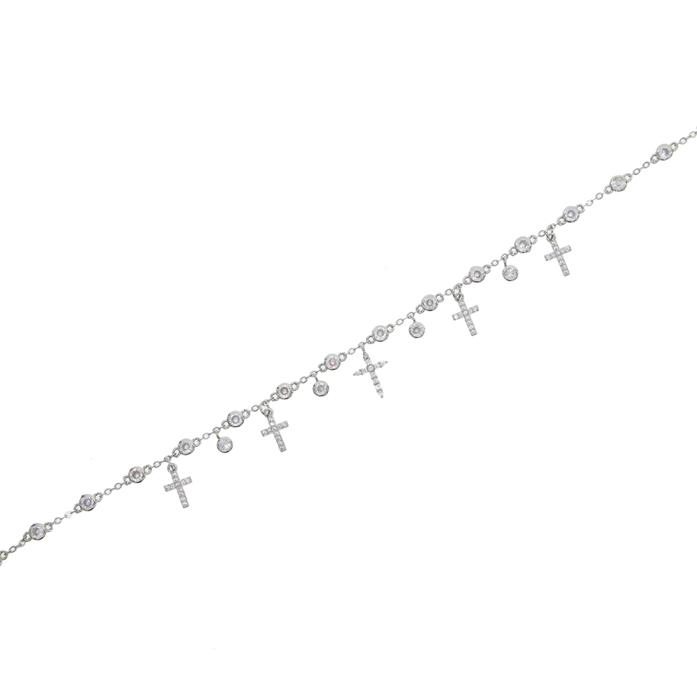 Classic fashion women necklace jewelry 5A cubic zirconia cz station chain cross charm choker necklaces