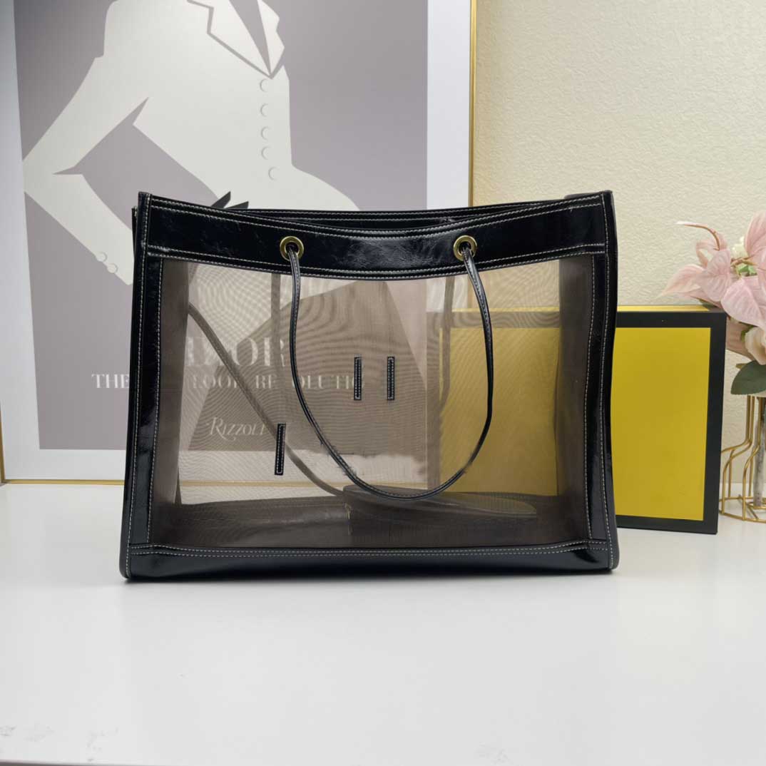 Luxury Designer Tote Bag high quality leather transparent mesh holiday style fashion large capacity handbag, Black
Luxury Designer Tote Bag high quality leather transparent mesh holiday style fashion large capacity handbag, Black