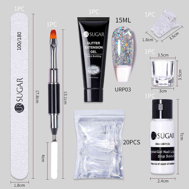 NXY Nail Gel 15ml Extention Set Art French Clear Camouflage Color Tip Form Crystal Slice Brush Tools 0328