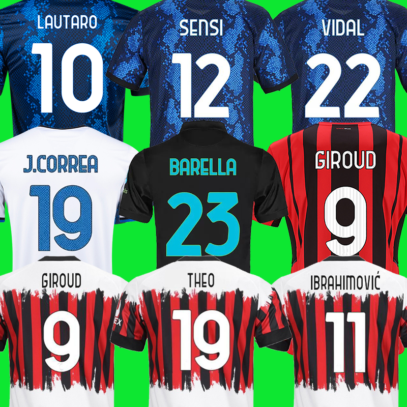 BARELLA Soccer Jersey LAUTARO INTERS ERIKSEN DZEKO CORREA GIROUD IBRAHIMOVIC THEO BRAHIM MILAN 21 22 Football Shirt 2021 2022 uniforms Men + Kids Kit Third Fourth Sets, Juv 21-22 third
BARELLA Soccer Jersey LAUTARO INTERS ERIKSEN DZEKO CORREA GIROUD IBRAHIMOVIC THEO BRAHIM MILAN 21 22 Football Shirt 2021 2022 uniforms Men + Kids Kit Third Fourth Sets, Juv 21-22 third