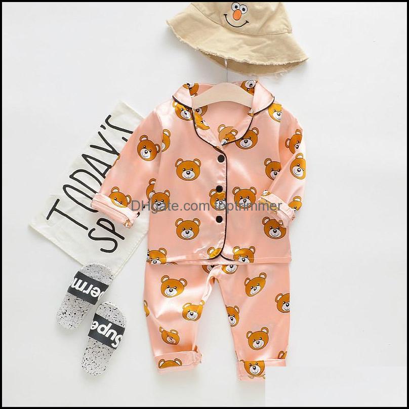 Autumn Childrens Pajamas Set Baby Boy Girl Clothes Casual Long Sleeve Sleepwear Kids Tops Pants Toddler Clothing Sets Drop Delivery 2021 B