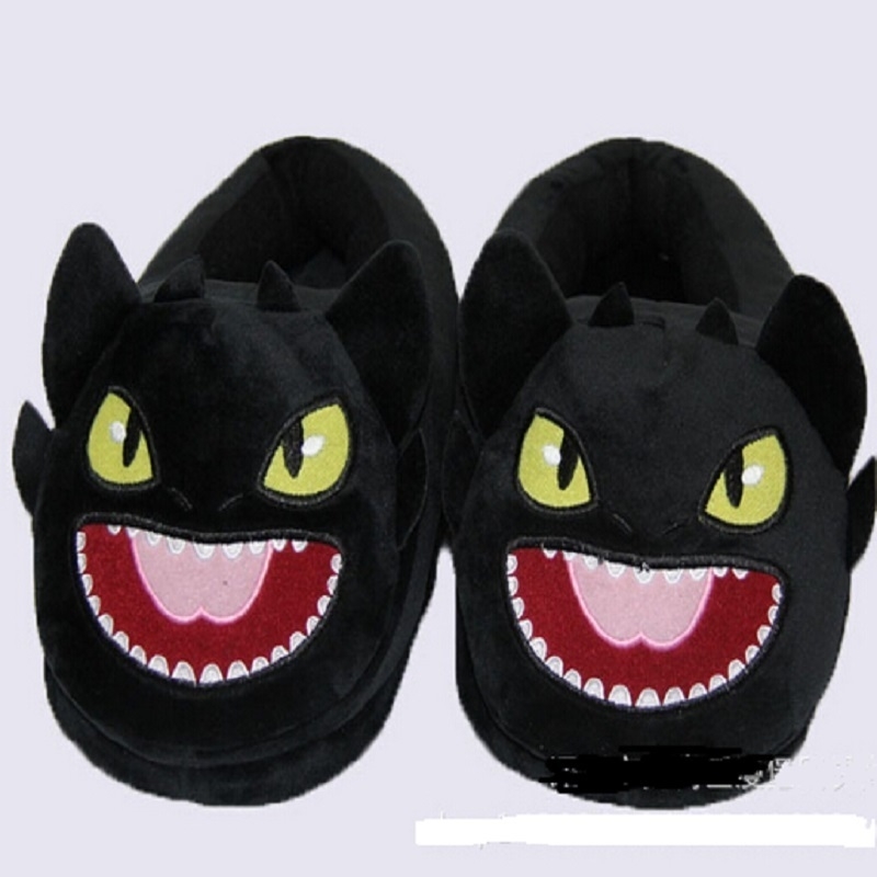 Stylist Halloween Toothless Train Dragon cotton slippers plush home warm slippers Train Your Dragon Black Dragon NightFury 201026 F2501031