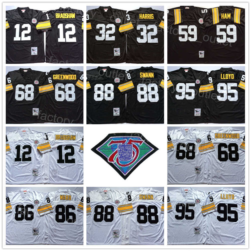 Throwback 75th Anniversary Mitchell and Ness Football 59 Jack Ham Jersey 1975 1982 Vintage 68 LC Greenwood 12 Terry Bradshaw 88 Lynn Swann 95 Greg Lloyd Stitched ncaa, Black
Throwback 75th Anniversary Mitchell and Ness Football 59 Jack Ham Jersey 1975 1982 Vintage 68 LC Greenwood 12 Terry Bradshaw 88 Lynn Swann 95 Greg Lloyd Stitched ncaa, Black
