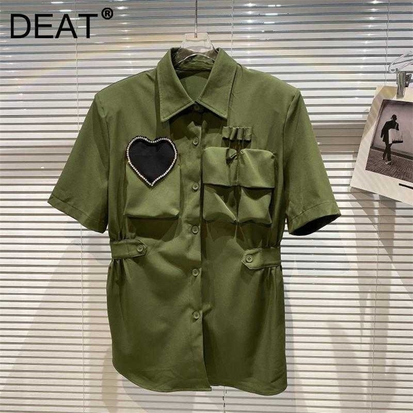 DEAT Women Diamonds Shirt Arrivals Turn-down Collar Long Sleeve Temperament Fashion Spring Summer 11D1959 210709, Army green
DEAT Women Diamonds Shirt Arrivals Turn-down Collar Long Sleeve Temperament Fashion Spring Summer 11D1959 210709, Army green