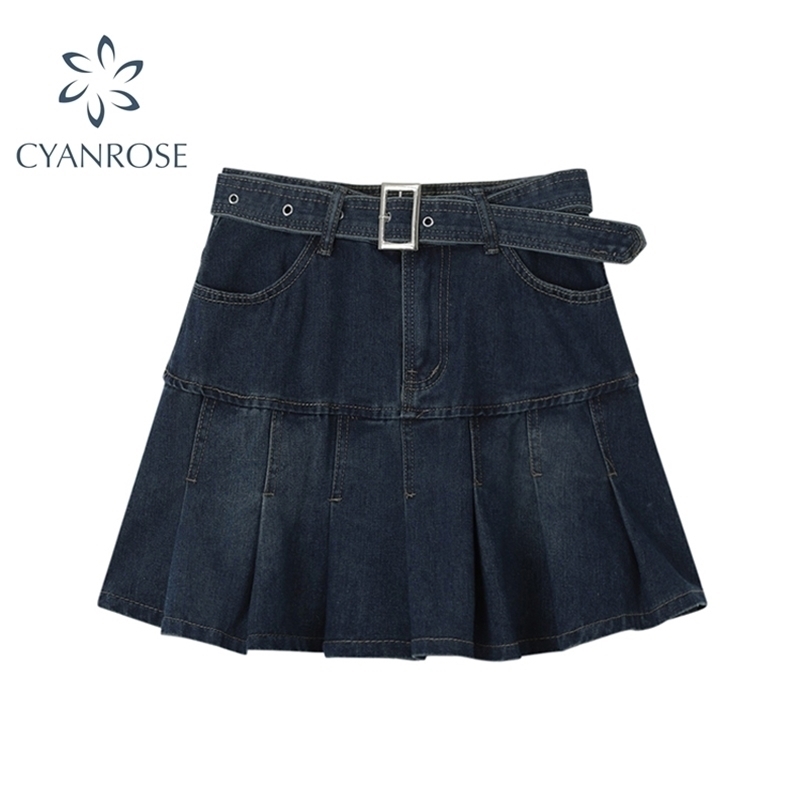 Y2k High Waist Denim Mini Pleated Skirts With Belt Women Summer Fashion Retro A Line Skirt Korean Ins Female Casual 220401, Picture color
Y2k High Waist Denim Mini Pleated Skirts With Belt Women Summer Fashion Retro A Line Skirt Korean Ins Female Casual 220401, Picture color