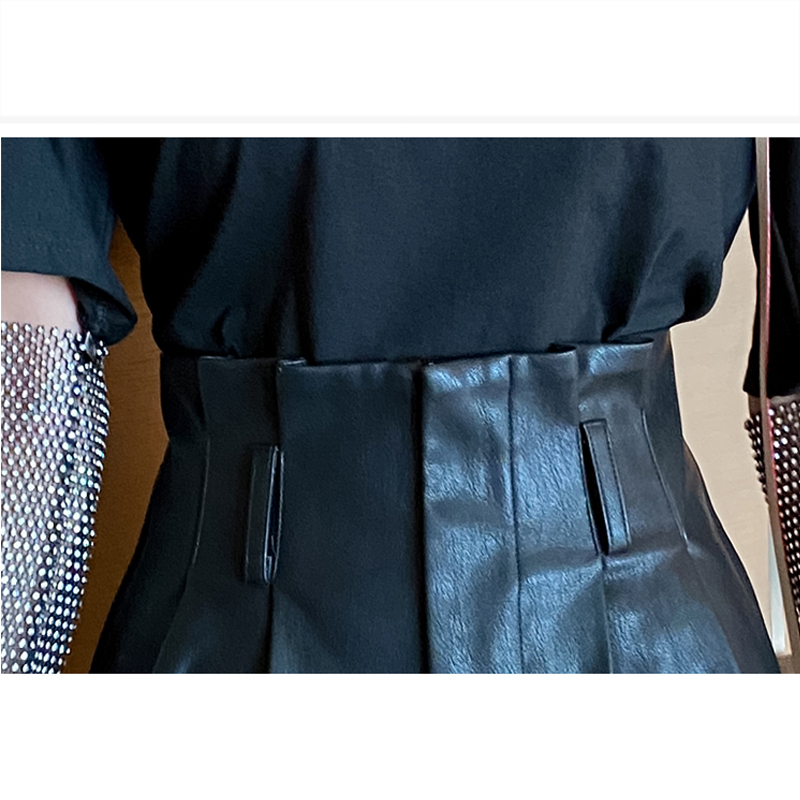 High Waist PU Leather Shorts Women Autumn Winter Solid Slim Wide Leg Shorts Fashion Sexy Leather Shorts Women Short Femme 10906 220419