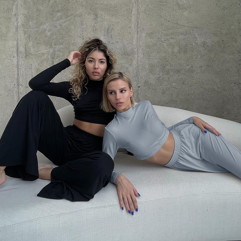 WUYAZQI Leisure home suit women's fashion temperament wide leg pants women's long sleeve suit sportswear women 220817