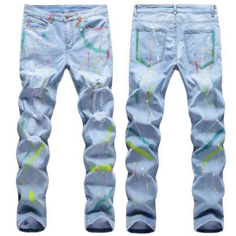 Men Ligh Blue Denim Jeans Holes Long Jeans Good Quality Men Straight Fit Stretch Jeans New Fashion Men Spring Autumn Denim Pants G220415
Men Ligh Blue Denim Jeans Holes Long Jeans Good Quality Men Straight Fit Stretch Jeans New Fashion Men Spring Autumn Denim Pants G220415