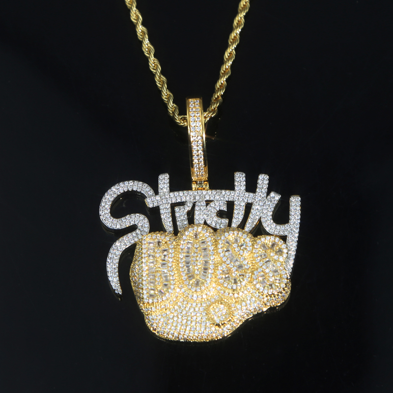 Bling Boss Letters Necklace with Sparking Baguette Cubic Zirconia Iced Out Cz Intial Name Necklaces Jewelry Charm Hip Hop Drop Ship