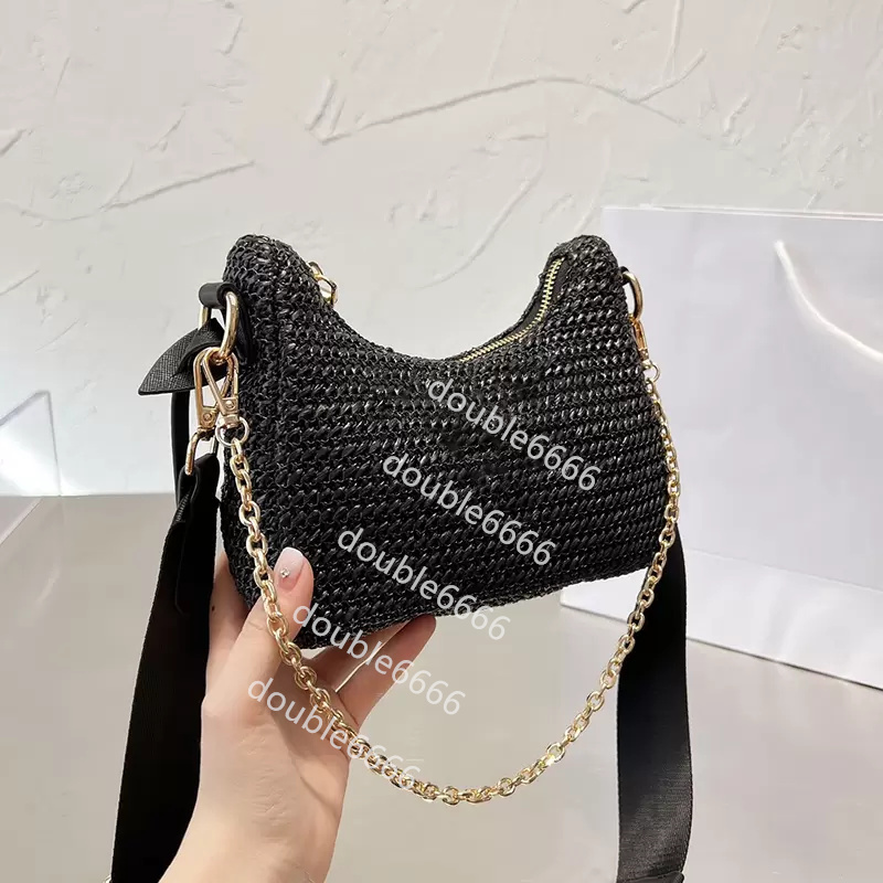 Summer Straw bag hobo designer shoulder crossbody bags ladies chain tote bag composite handbag with coin purse Woman Handbags Chest pack chains Totes cross body