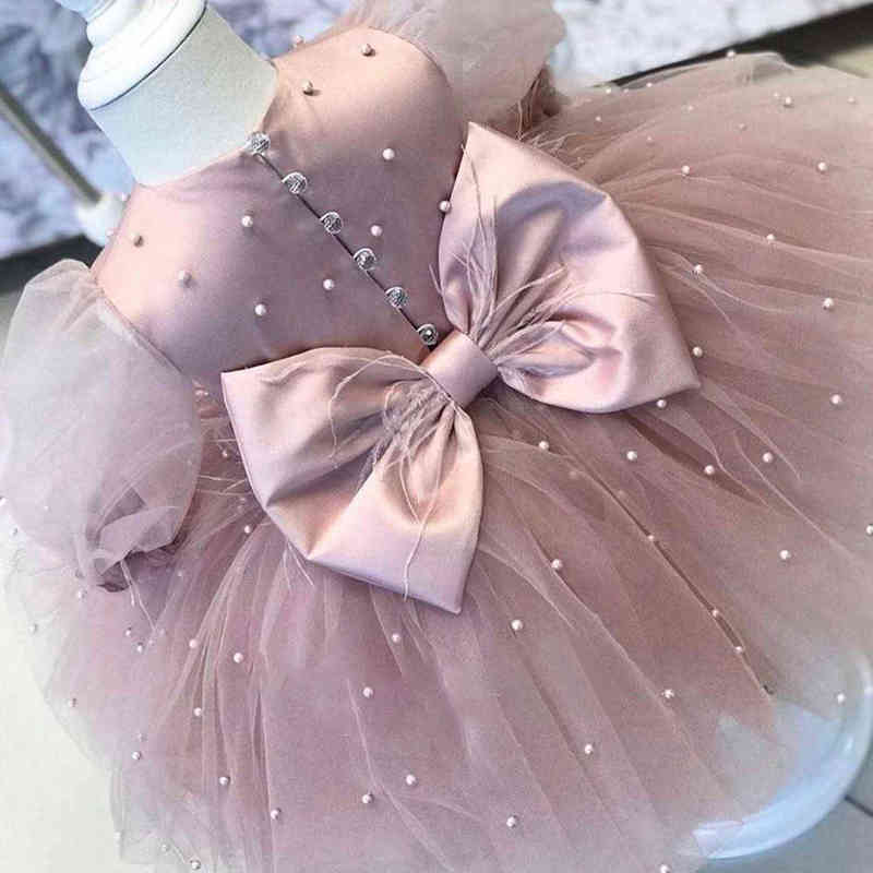 Big Bow Lace Kids Party Dresses for Girls Children Baby Boutique Clothing Birthday Wedding Princess Dress Formal Evening Gown Y220510