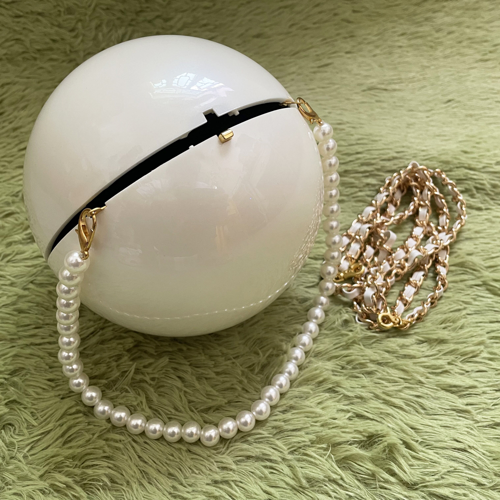 Classic Women Pearl Ball Box Clutch Wallets elegant Lady Evening bags Mobile Phone bag Large Capacity Shoulder Chest Pack Tote Chains Storage box