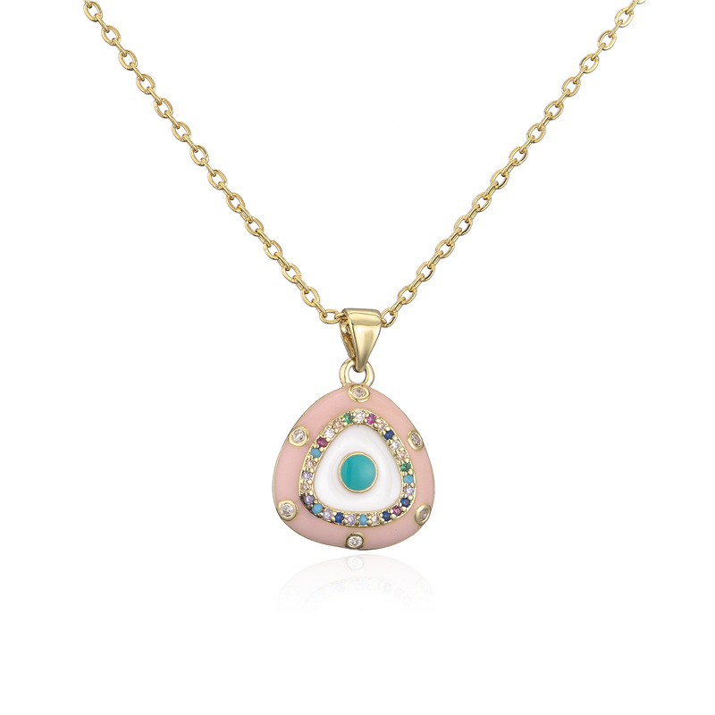 New Fashion Enameled Evil Eye Pendant Necklace Colorful Zirconia Jewelry