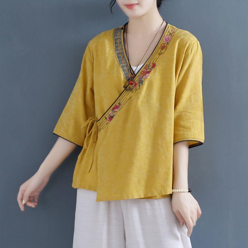 Women's Blouses & Shirts Vintage Summer Cotton Linen Womens Tops Embroidery Harajuku Ladies Shirt Loose Clothing Three-quarter Sleeve Cardig, Blue
Women's Blouses & Shirts Vintage Summer Cotton Linen Womens Tops Embroidery Harajuku Ladies Shirt Loose Clothing Three-quarter Sleeve Cardig, Blue