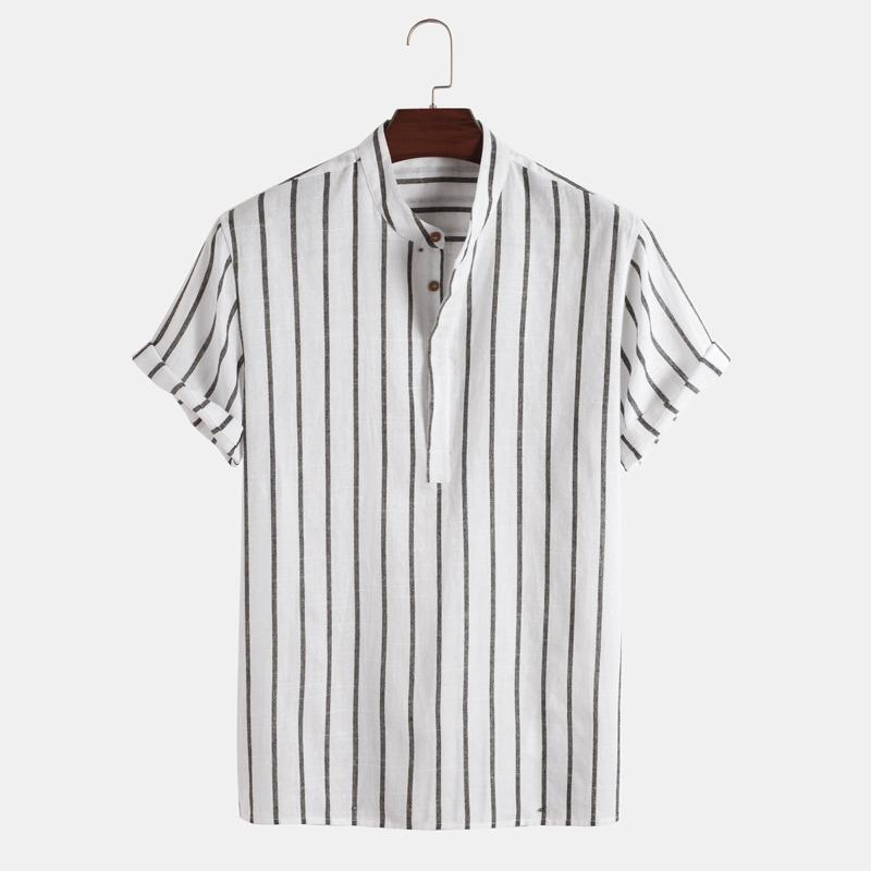 Men' Casual Shirts Stripe Print Men Shirt Short Sleeve Turn Down Collar Button Up Summer Vintage Blouse Chemise Homme, Gray
Men' Casual Shirts Stripe Print Men Shirt Short Sleeve Turn Down Collar Button Up Summer Vintage Blouse Chemise Homme, Gray