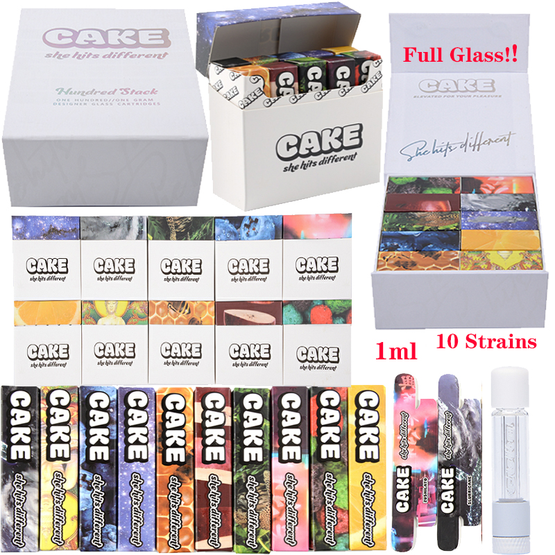 New Packaging CAKE Full Glass Atomizers 510 Thread 1.0ML Carts Ceramic Coil Disposable Thick Oil Dab Pen Wax Vape Pen Cartridges E Cigarettes Vaporizers 10 Strains
New Packaging CAKE Full Glass Atomizers 510 Thread 1.0ML Carts Ceramic Coil Disposable Thick Oil Dab Pen Wax Vape Pen Cartridges E Cigarettes Vaporizers 10 Strains