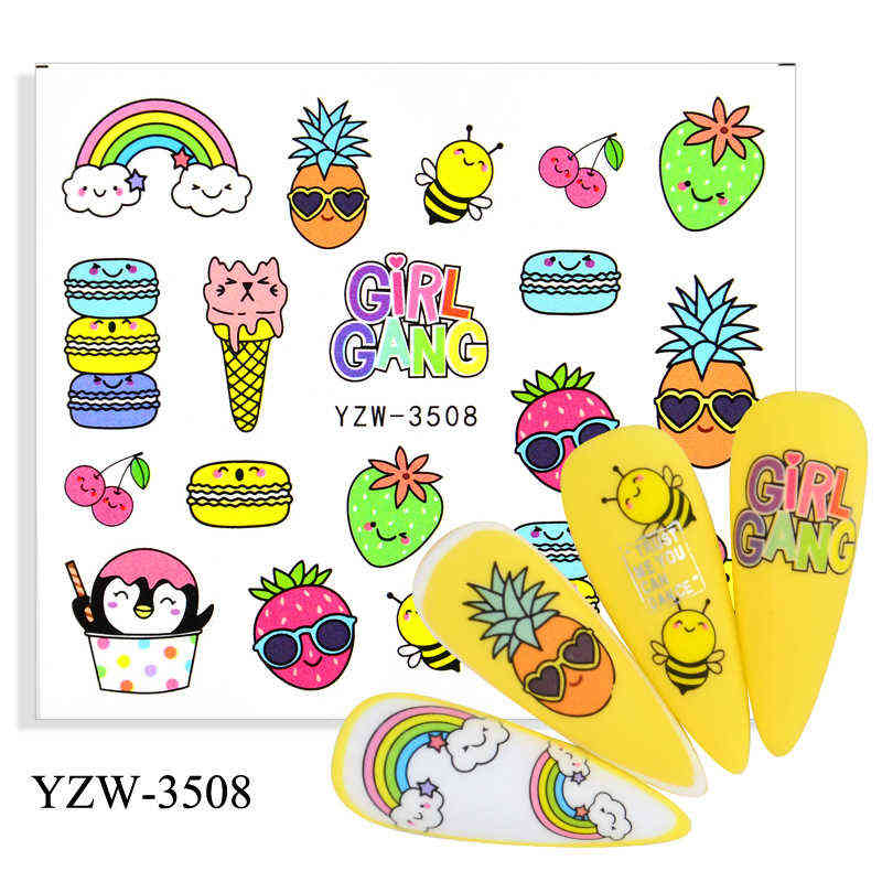 Nail Gel Toy Anime Avocado Fruit Transfer Stickers Charms Summer Water Sticker for s Sliders Character Image Tattoo Decal Decoration 0328