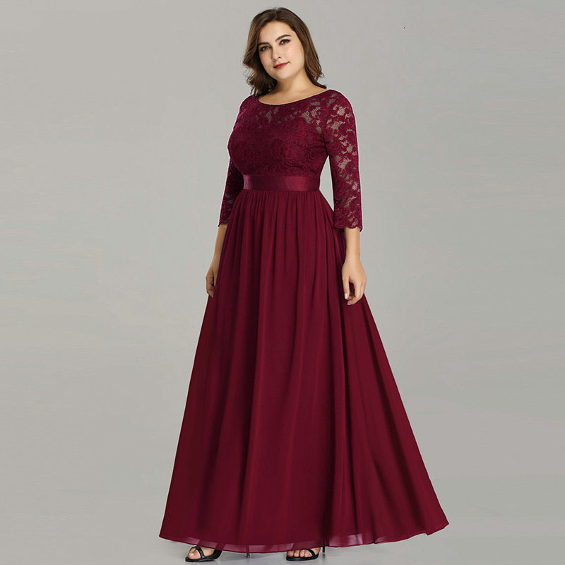 Burgundy Navy Plus Size Mother Of The Bride Dress With Lace Sleeves 2022 A Line Full Chiffon Wedding Guest Evening Party Gowns Groom Mom Prom Party Sk