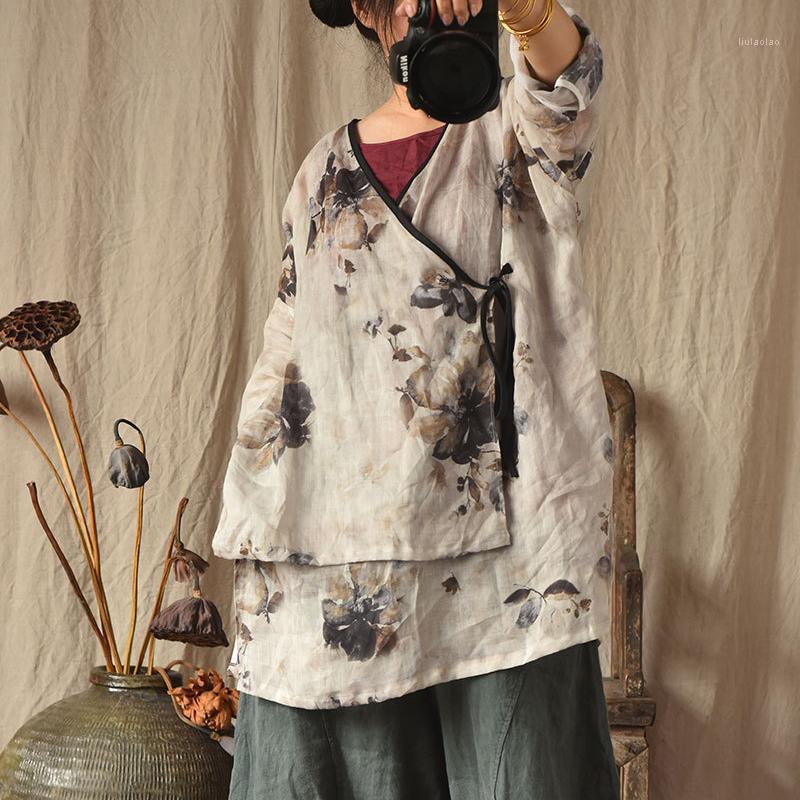 FairyNatural Ladies Chinese Style Shirts And Tops V-Neck Long Sleeve Spring Autumn Retro Loose Belt Ramie Print Floral Women's Blouses &, Purple
FairyNatural Ladies Chinese Style Shirts And Tops V-Neck Long Sleeve Spring Autumn Retro Loose Belt Ramie Print Floral Women's Blouses &, Purple
