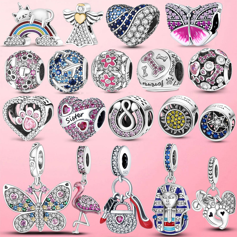 925 Sterling Silver Dangle Charm Heart Butterfly CZ Infinite Dog Paw Flamingo Beads Bead Fit Pandora Charms Bracelet DIY Jewelry Accessories
925 Sterling Silver Dangle Charm Heart Butterfly CZ Infinite Dog Paw Flamingo Beads Bead Fit Pandora Charms Bracelet DIY Jewelry Accessories