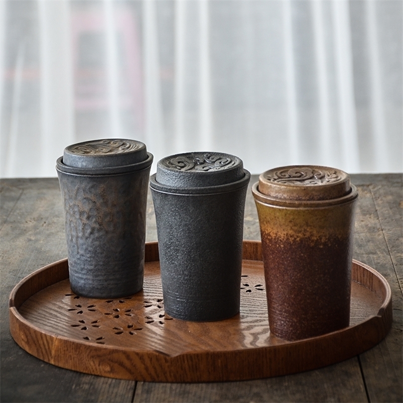 LUWU ceramic tea mugs with filters chinese coffee cup drinkware 240ml LJ200821