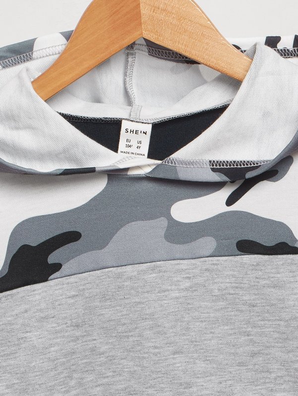 Toddler Boys Camo Panel Colorblock Hoodie SHE