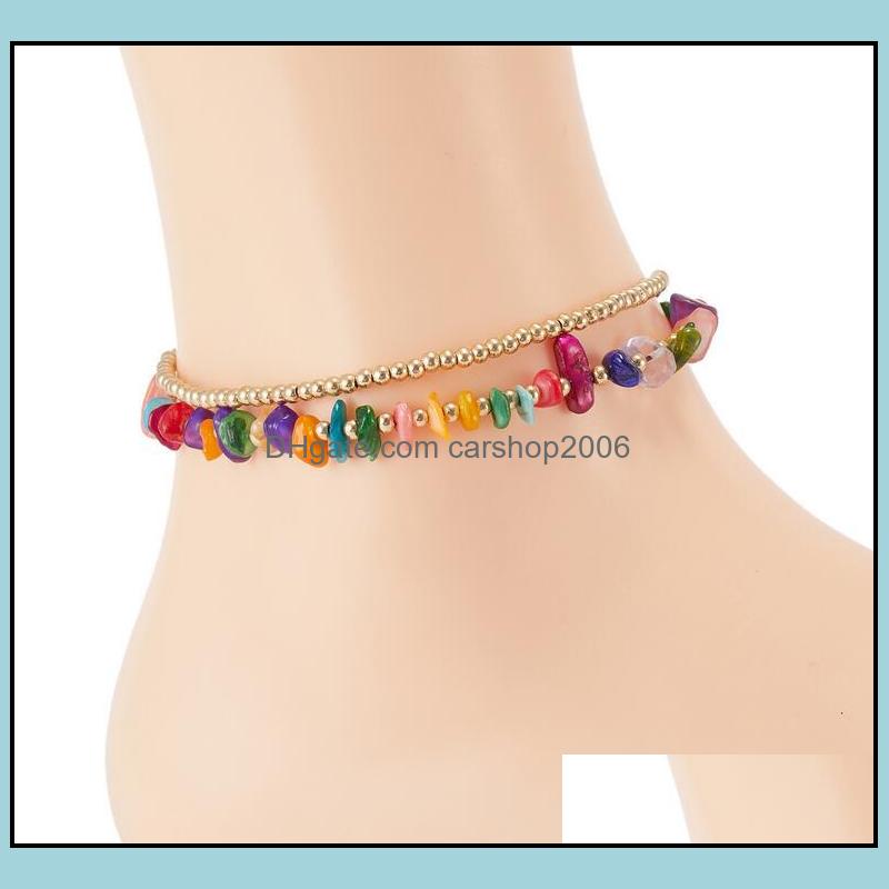 Anklets Jewelry Bohemian Style Natural Gravel Stone Anklet Double-Layer Retro Bell Hand Woven Beaded Foot Chain 6 Colors Drop Delivery 2021
Anklets Jewelry Bohemian Style Natural Gravel Stone Anklet Double-Layer Retro Bell Hand Woven Beaded Foot Chain 6 Colors Drop Delivery 2021