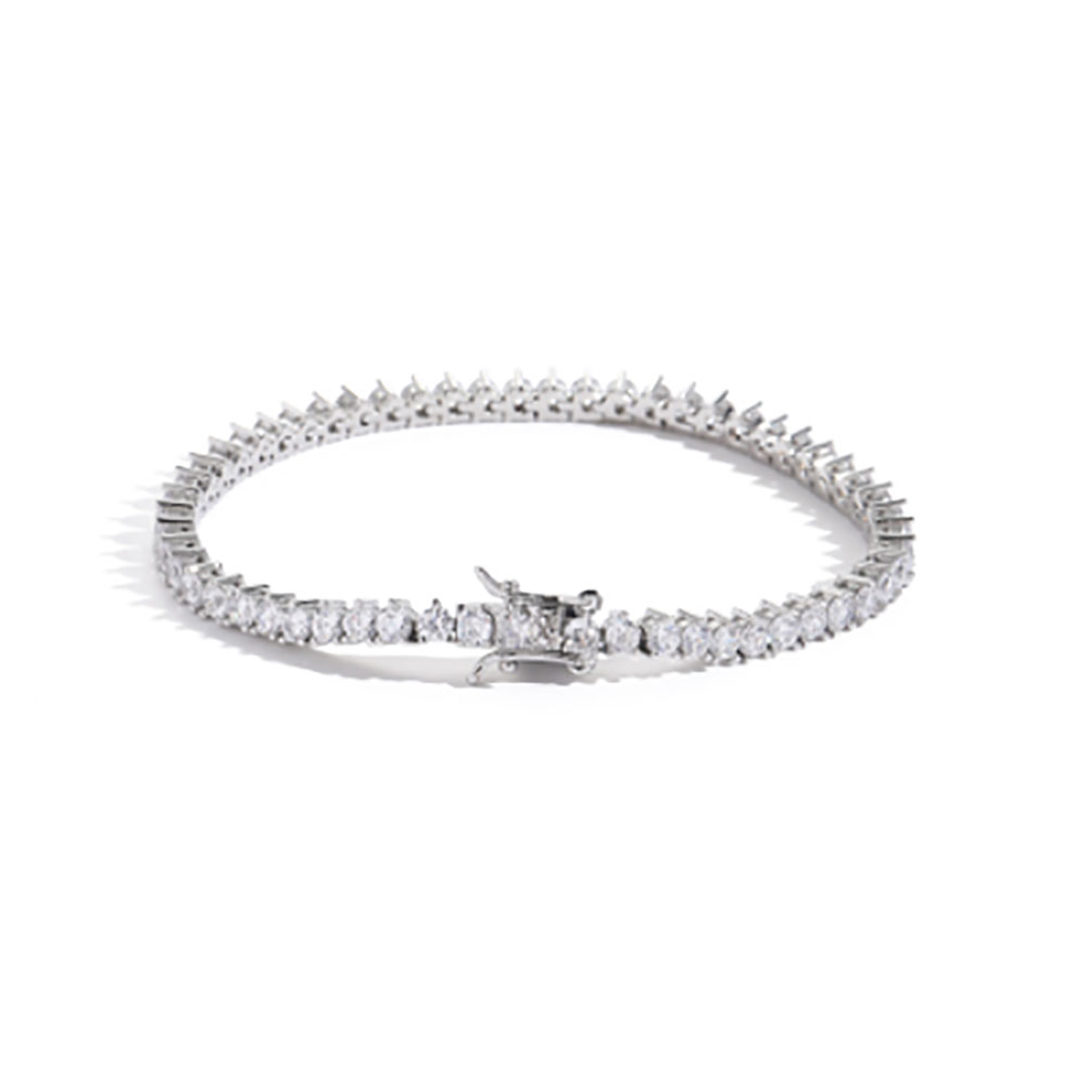 3 Prong 3mm 1 Row 18k Gold Finish Lab Diamonds Bling Tennis Bracelet Anti Tarnish Copper Zircon Tennis Bracelets