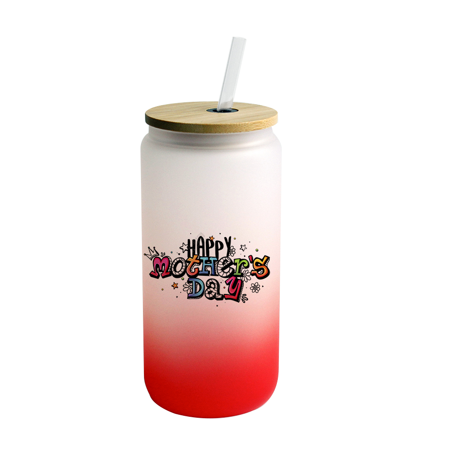 20oz Sublimation Blank Beer Can Glass with bamboo lids and Straw Borosilicate Glasses Tumbler Mason Jar Blanks for Iced Coffee Juice Soda Drinks