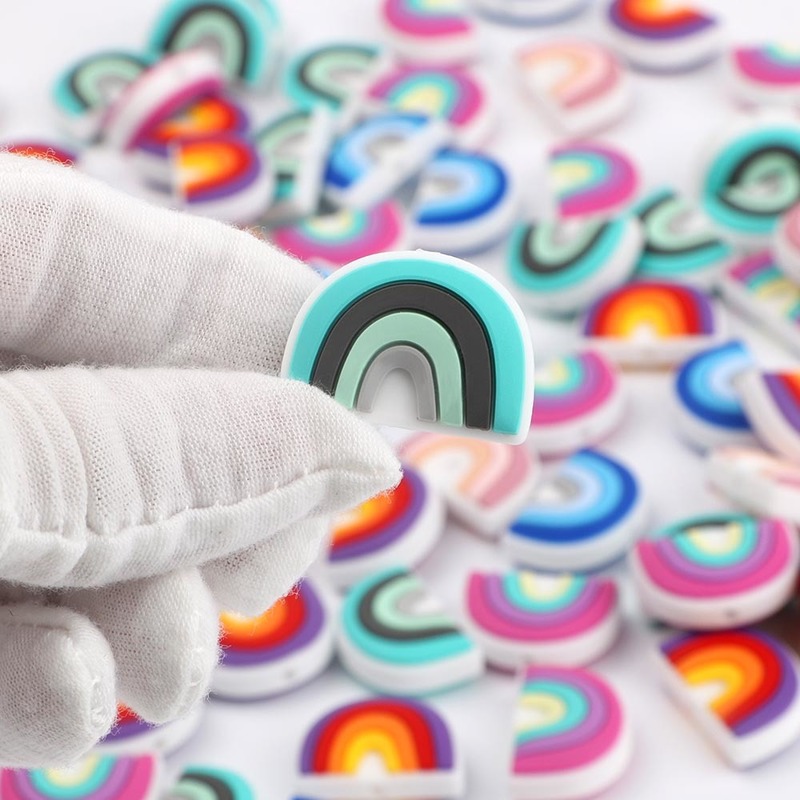 Kovict 50/100/200 Mini rainbow Silicone Beads Baby Dummy Cartoon Pacifier Toy Accessories 220407