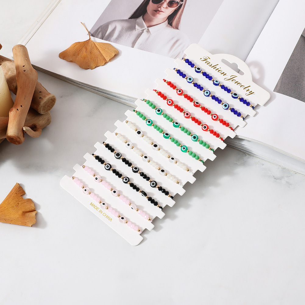 Turkey Blue Evil Eye Bracelet Women Handmade Rope Chain Crystal Lucky 3 Eyes Beads Bracelets Girl Party Jewelry Gift