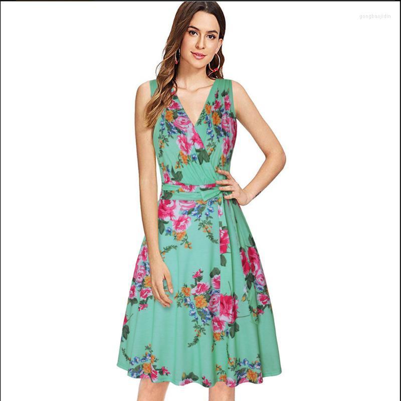 Casual Dresses Fashion V-neck Print Swing Skirt Lace Up Waist Sleeveless Dress Woman Summer 2022, White
Casual Dresses Fashion V-neck Print Swing Skirt Lace Up Waist Sleeveless Dress Woman Summer 2022, White