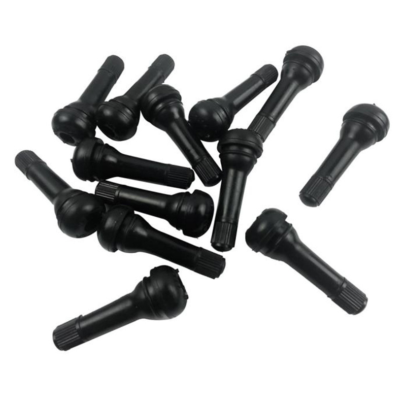Black TR412 TR413 TR414 Tubeless Wheel Tire Valve Stems Nut With Cap Tyre Rubber Valves With Dust-Caps