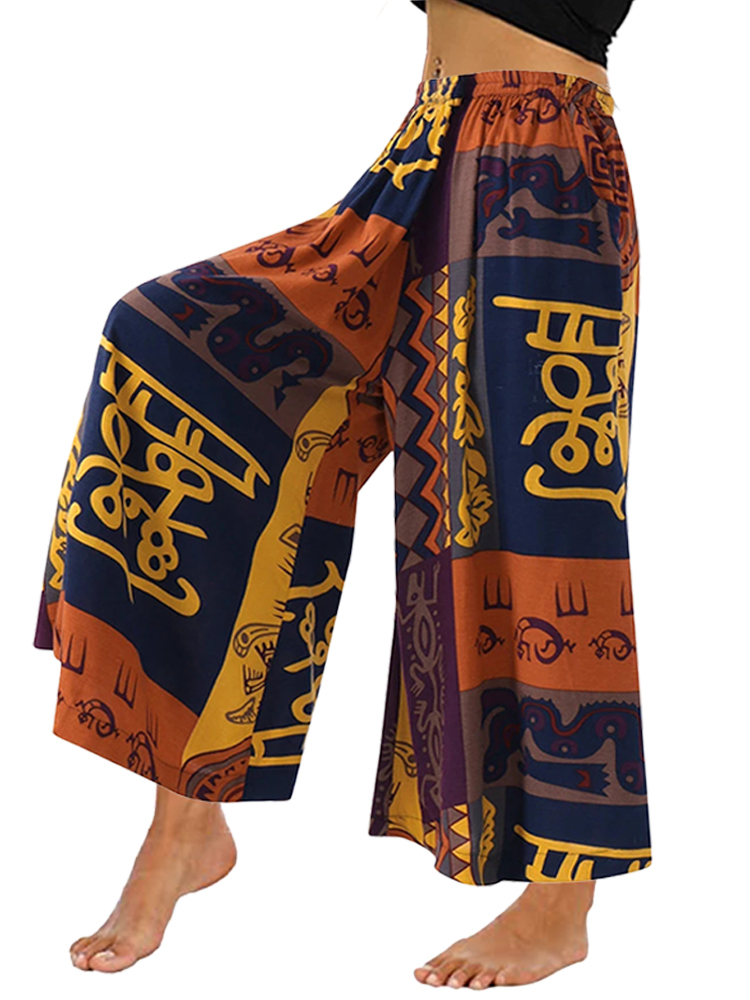 Hippie wide leg pants plus size women boho clothing vintage summer clothes for S-5xl Linen y2k spring fashion 220325