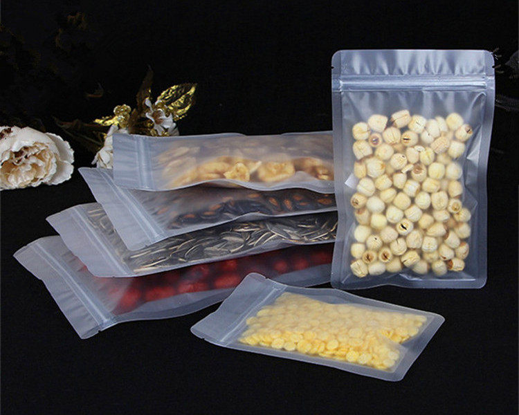 100pcs Flat Bottom Frosted Plastic Zip Lock Bag Resealable Matte Snack Sugar Candy Chocolate Corn Powder Wedding Party Birthday X-mas Gift Packaging P