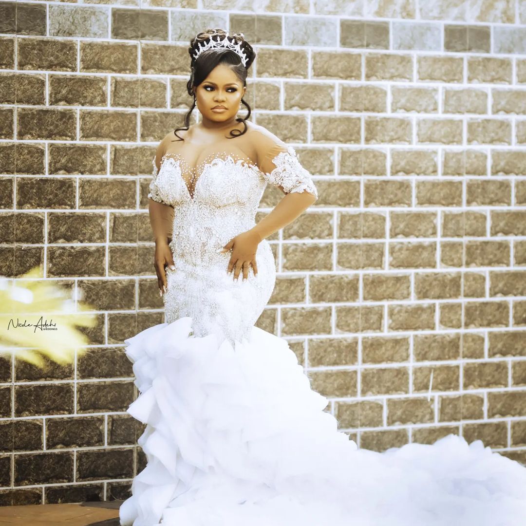 plus size arabic aso ebi mermaid luxurious sparkly wedding dress lace beaded crystals bridal gowns dresses zj22