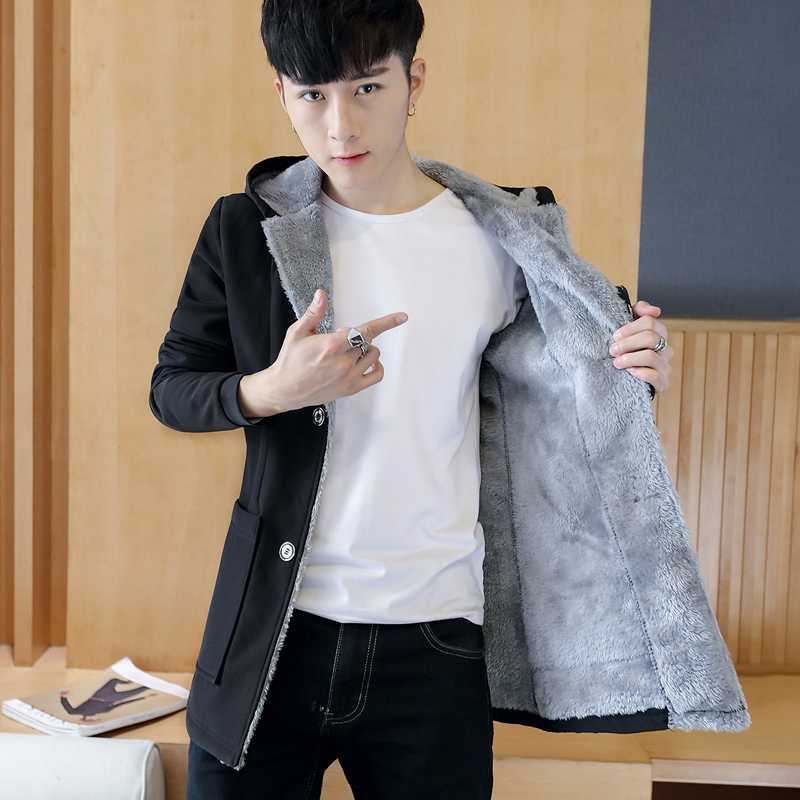 Men's Trench Coats Winter Men with Warm Hood Men's Coats Fashion Winter Men 's Cashmere Warm Jacket Hoodie Trench Plus Size Man Jackets